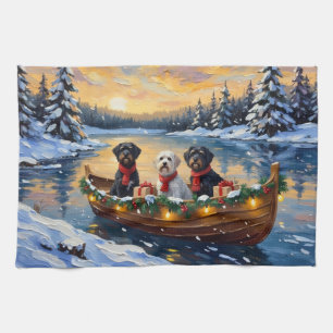 Linge De Cuisine Chien d'eau portugais Noël Bateau Fêtes