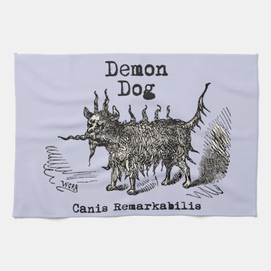 Linge De Cuisine Chien Demon Vintage Funny migre (Horizontal)