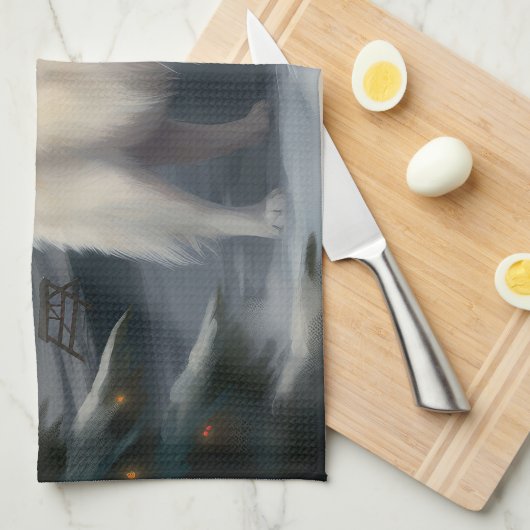 Linge De Cuisine Chien des grandes Pyrénées à Noël de neige (Quart Plié)