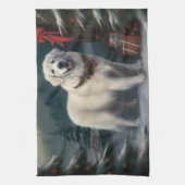 Linge De Cuisine Chien des grandes Pyrénées à Noël de neige (Vertical)