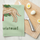 Linge De Cuisine Chien du Labrador jaune avec arbre de Noël (Quart Plié)