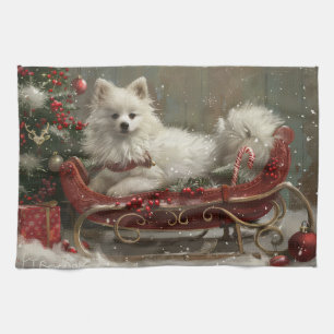 Linge De Cuisine Chien Esquimau Américain Noël Festif