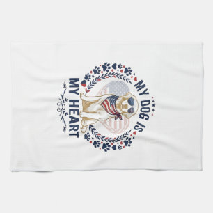 Linge De Cuisine Chien est cœur drapeau américain lunettes de solei