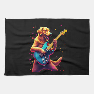 Linge De Cuisine Chien Golden Retriever Jouant de la Guitare Électr
