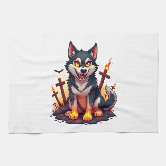 Linge De Cuisine Chien Husky Hellhound (Horizontal)