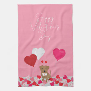 Linge De Cuisine Chien illustré de la Saint Valentin avec des ballo