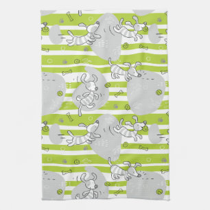 Linge De Cuisine chien jouant l'arrière - plan de motif