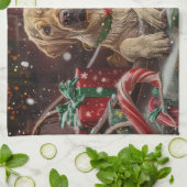Linge De Cuisine Chien Labrador Fête de Noël (Plié)