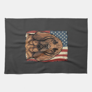Linge De Cuisine Chien Limier Patriotique Drapeau Américain Art_1