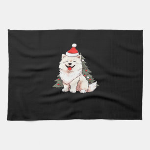 Linge De Cuisine Chien mignon portant un chapeau de Père Noël et T-