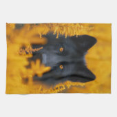 Linge De Cuisine Chien noir aux yeux d'or étonnants (Horizontal)