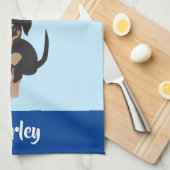 Linge De Cuisine Chien personnalisable Chien Nom bleu (Quart Plié)