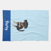 Linge De Cuisine Chien personnalisable Chien Nom bleu (Horizontal)