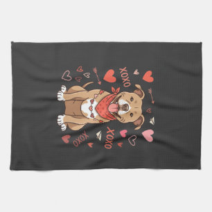 Linge De Cuisine Chien Pitbull de la Saint-Valentin XOXO Design d'a