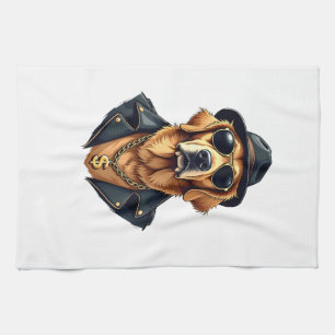 Linge De Cuisine Chien Retriever Doré Vintage Cool en Lunettes de S