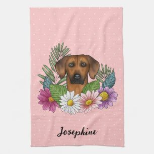 Linge De Cuisine Chien Rhodesian Ridgeback Fleurs Sauvages Colorées