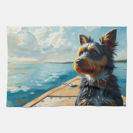 Linge De Cuisine Chien sur un bateau (Horizontal)