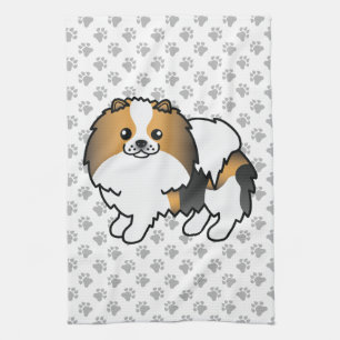 Linge De Cuisine Chien Tricolore Pomeranian Dessin Animé Mignon Chi