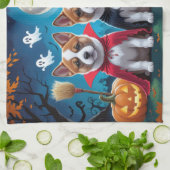 Linge De Cuisine Chiens Akita Citrouille Halloween Drôle (Plié)