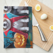 Linge De Cuisine Chiens Akita Citrouille Halloween Drôle (Quart Plié)
