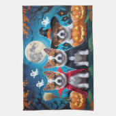 Linge De Cuisine Chiens Akita Citrouille Halloween Drôle (Vertical)