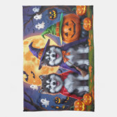 Linge De Cuisine Chiens Alaskan Malamute Citrouille Halloween Drôle (Vertical)