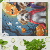 Linge De Cuisine Chiens Bernedoodle Citrouille Drôle d'Halloween (Plié)