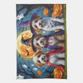 Linge De Cuisine Chiens Bernedoodle Citrouille Drôle d'Halloween (Vertical)