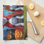 Linge De Cuisine Chiens Boston Terrier Citrouille Drôle d'Halloween (Quart Plié)