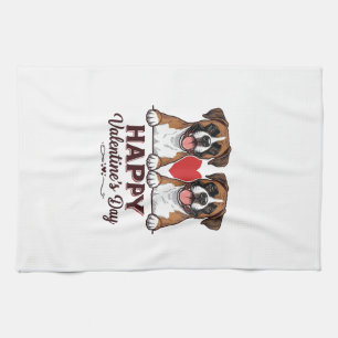 Linge De Cuisine Chiens Boxer Joyeuse Saint-Valentin Vintage