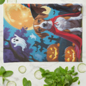 Linge De Cuisine Chiens de Basenji Citrouille Halloween drôle (Plié)