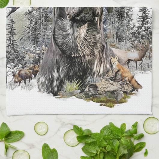 Linge De Cuisine Chiens de chasse (BSP) (Plié)