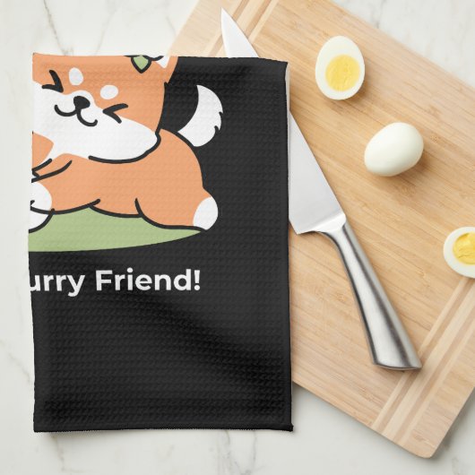 Linge De Cuisine Chiens de jeu avec Flower Crowns - Fun Spring Them (Quart Plié)