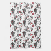 Linge De Cuisine Chiens de Noël dans le dessin de style livre d'art (Vertical)