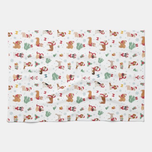 Linge De Cuisine Chiens de Noël en accessoires de vacances (Horizontal)