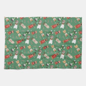 Linge De Cuisine Chiens de Noël Motif Rouge Vert (Horizontal)