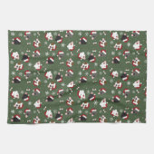 Linge De Cuisine Chiens de Noël sur Vert (Horizontal)