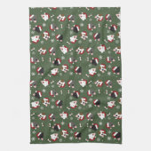 Linge De Cuisine Chiens de Noël sur Vert (Vertical)