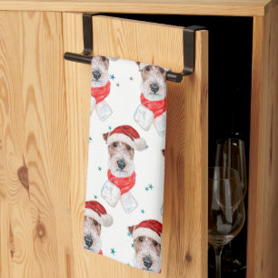 Linge De Cuisine Chiens de race Wire Fox Terrier Étoiles de Noël