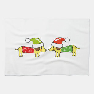 Linge De Cuisine Chiens de saucisse de Noël