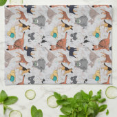 Linge De Cuisine Chiens Et Chats Cutes Design Motif (Plié)