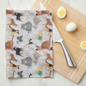 Linge De Cuisine Chiens Et Chats Cutes Design Motif (Quart Plié)