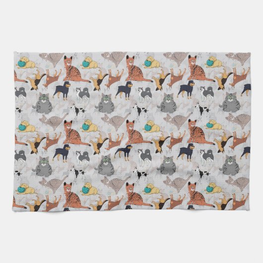 Linge De Cuisine Chiens Et Chats Cutes Design Motif (Horizontal)