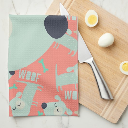 Linge De Cuisine Chiens et os de Woof (Quart Plié)