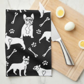 Linge De Cuisine Chiens français noirs et blancs (Quart Plié)