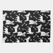 Linge De Cuisine Chiens français noirs et blancs (Horizontal)