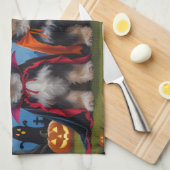 Linge De Cuisine Chiens Havanais Citrouille Halloween drôle (Quart Plié)