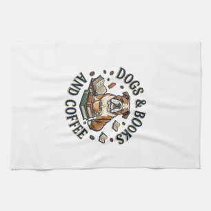 Linge De Cuisine Chiens Livres Café Bulldog Pile Tasse_1