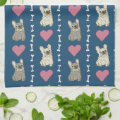 Linge De Cuisine Chiens mignons, Frenchie, cœurs et os (Plié)