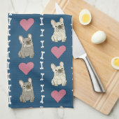Linge De Cuisine Chiens mignons, Frenchie, cœurs et os (Quart Plié)
